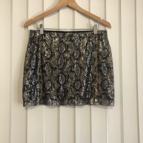 Express Dresses & Skirts - Express Sequin Snake Print Mini Skirt💫